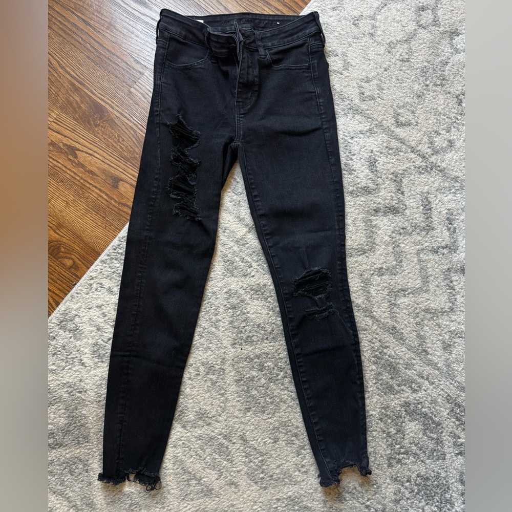 American Eagle Outfitters Black Ripped Skinny Jeans